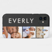 Moderne fotocollage crème initiaal monogram Case-Mate iPhone case (Achterkant (horizontaal))