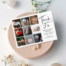 Moderne fotocollage Dank je geboorte Aankondiging