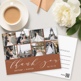 Moderne fotocollage Dank u Terracotta Briefkaart