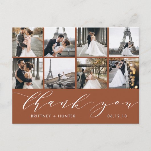 Moderne fotocollage Dank u Terracotta Briefkaart (Voorkant)