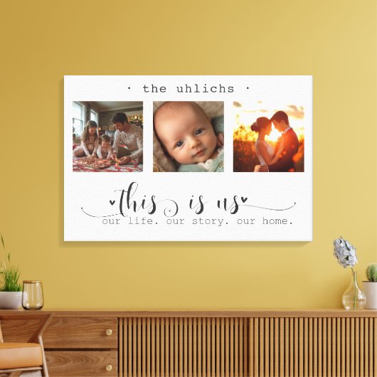 Moderne fotocollage dit zijn wij canvas afdruk (Insitu (Woonkamer))