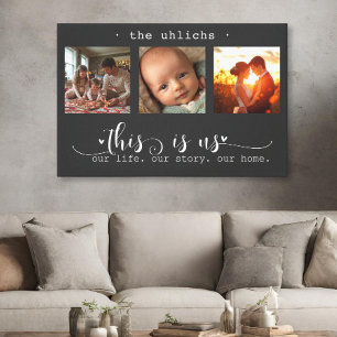 Moderne fotocollage dit zijn wij canvas afdruk