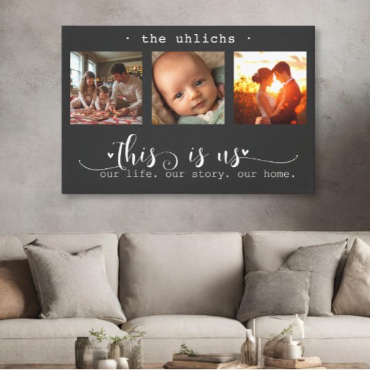 Moderne fotocollage dit zijn wij canvas afdruk