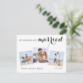 Moderne fotocollage Dog Wedding Elopement Aankondigingskaart (Staand voorkant)