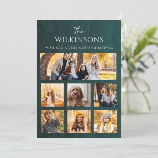 Moderne fotocollage dubbelzijdige kerst Plat Feestdagenkaart (Staand voorkant)