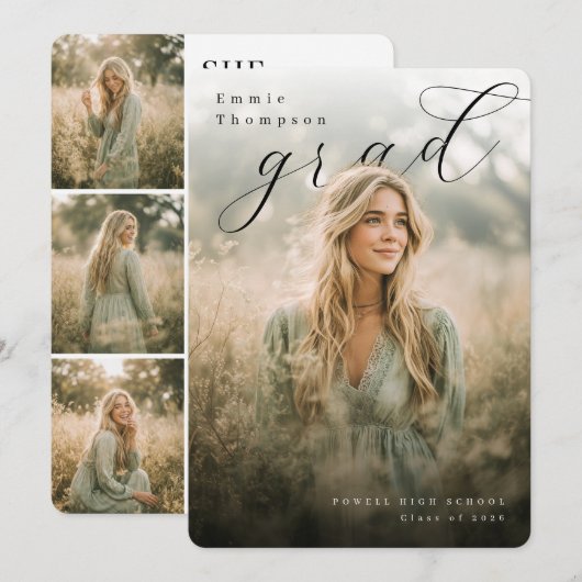 Moderne fotocollage eindexamenfeest kaart (Voorkant / Achterkant)