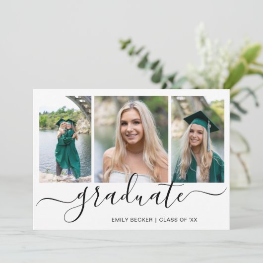 Moderne fotocollage Elegant Afstuderen Aankondiging (Staand voorkant)