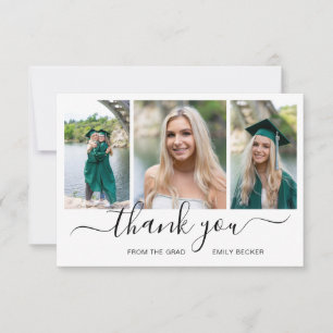 Moderne fotocollage Elegant Afstuderen Bedankkaart
