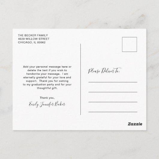 Moderne fotocollage Elegant Afstuderen Briefkaart (Achterkant)