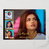 Moderne fotocollage Elegant Afstuderen Folie Uitnodiging (Voorkant)