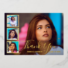 Moderne fotocollage Elegant Afstuderen Folie Uitnodiging