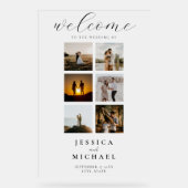 Moderne Fotocollage Elegant Bruiloft Welkom Acryl Bord (Voorkant)