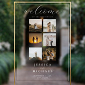 Moderne Fotocollage Elegant Bruiloft Welkom Acryl Bord