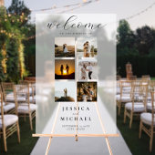 Moderne Fotocollage Elegant Bruiloft Welkom Acryl Bord