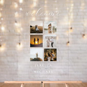 Moderne Fotocollage Elegant Bruiloft Welkom Acryl Bord