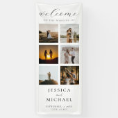 Moderne Fotocollage Elegant Bruiloft Welkom Spandoek (Verticaal)