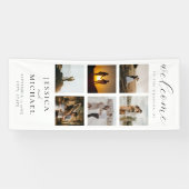 Moderne Fotocollage Elegant Bruiloft Welkom Spandoek (Horizontaal)