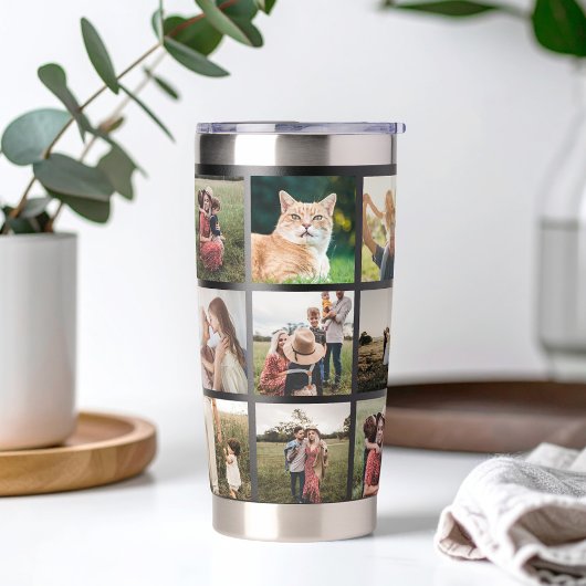 Moderne Fotocollage Elegant Script Monogram Naam Geïsoleerde Drinkbeker