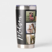 Moderne Fotocollage Elegant Script Monogram Naam Geïsoleerde Drinkbeker (Voorkant)