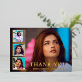 Moderne Fotocollage Elegante Afstuderen Folie Uitnodiging (Staand Voorkant)