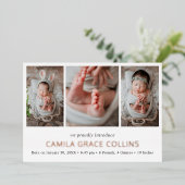 Moderne fotocollage Elegante geboorte aankondiging (Staand Voorkant)