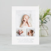 Moderne fotocollage Elegante geboorte aankondiging (Staand Voorkant)