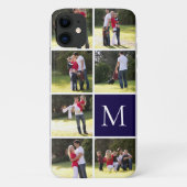 Moderne fotocollage en marineblauw Case-Mate iPhone case (Achterkant)
