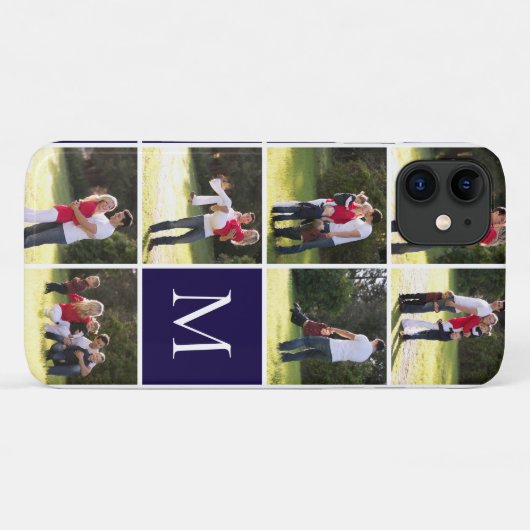 Moderne fotocollage en marineblauw Case-Mate iPhone case (Achterkant (horizontaal))