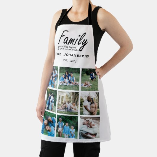 Moderne Fotocollage Familie Quote Typografie Naam Schort (Insitu)