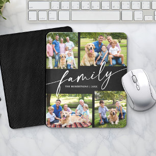 Moderne Fotocollage Familie Script Erfstuk Muismat