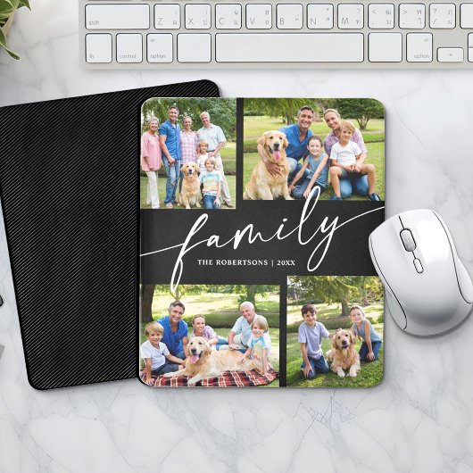 Moderne Fotocollage Familie Script Erfstuk Muismat