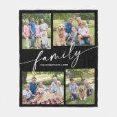 Moderne Fotocollage Familie Script Schat Fleece Deken (Voorkant)