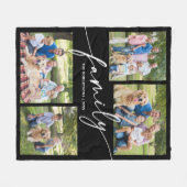 Moderne Fotocollage Familie Script Schat Fleece Deken (Voorkant (Horizontaal))