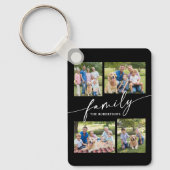 Moderne Fotocollage Familie Script Schat Sleutelhanger (Voorkant)