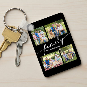 Moderne Fotocollage Familie Script Schat Sleutelhanger