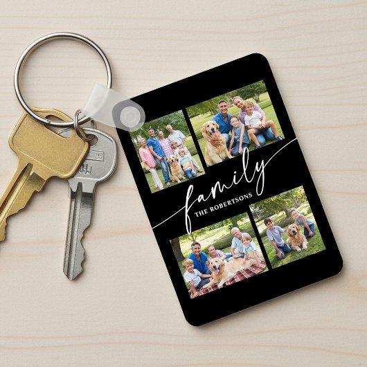 Moderne Fotocollage Familie Script Schat Sleutelhanger