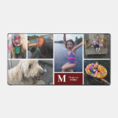 Moderne fotocollage familienaam Monogram Bureaumat (Voorkant)