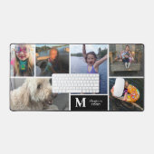Moderne fotocollage familienaam Monogram Bureaumat (Keyboard & Muis)