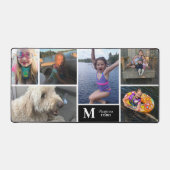 Moderne fotocollage familienaam Monogram Bureaumat (Voorkant)
