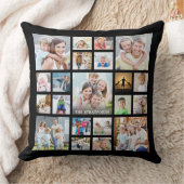 Moderne fotocollage familienaam of titel zwart kussen (Deken)