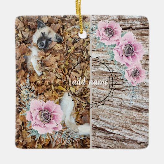 moderne fotocollage-fotohond keramisch ornament (Voorkant)