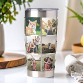 Moderne fotocollage geïsoleerde drinkbeker