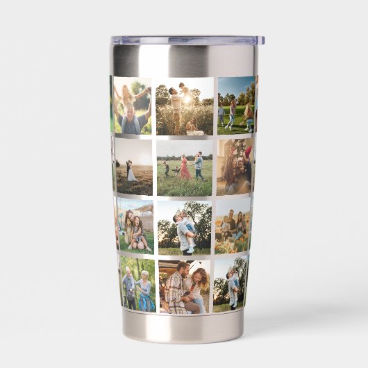 Moderne fotocollage geïsoleerde drinkbeker (Links)
