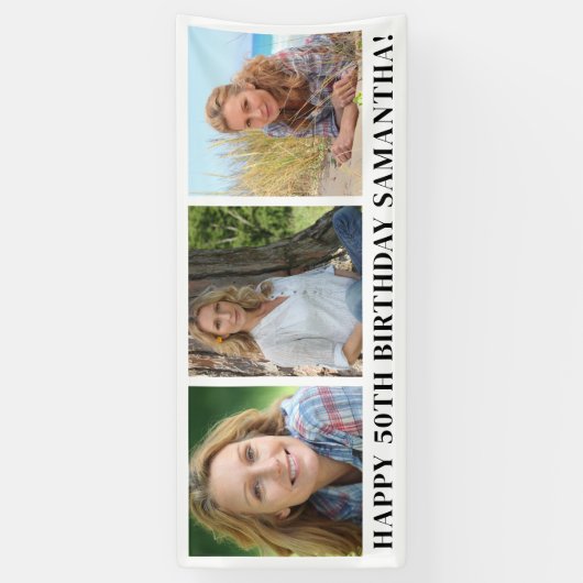 Moderne fotocollage Gelukkige Verjaardag Spandoek (Verticaal)