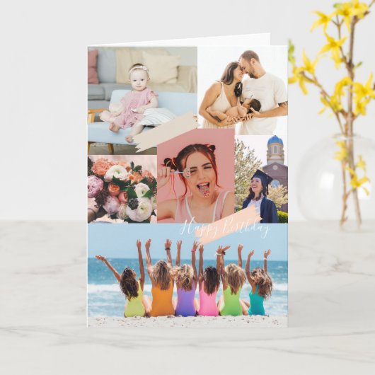 Moderne fotocollage Gelukkige verjaardagskaart Kaart (Gele Bloem)