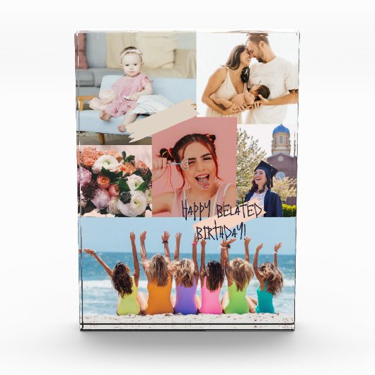 Moderne fotocollage Gelukkige verlate verjaardagsk Fotoblokken (Voorkant)