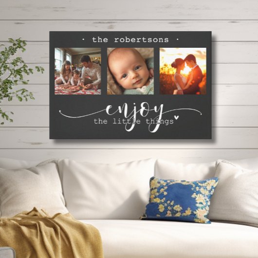 Moderne fotocollage Geniet van de kleine dingen Canvas Afdruk