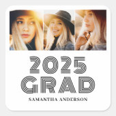 Moderne fotocollage gepersonaliseerd 2025 Afstuder Vierkante Sticker (Voorkant)