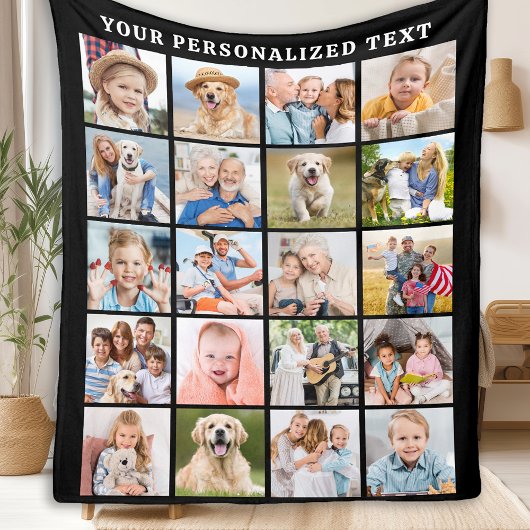 Moderne Fotocollage Gepersonaliseerd Familie 20 Af Fleece Deken