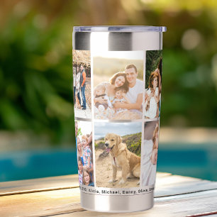 Moderne fotocollage gepersonaliseerd geïsoleerde drinkbeker
